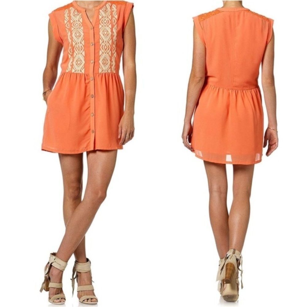 Miss Me Embroidered Lace Shirt Dress NEW